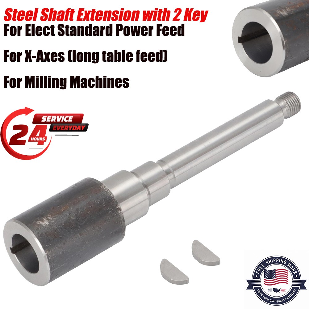 Steel Shaft Extension with 2 Key for Elect Standard Power Feed Milling Machines