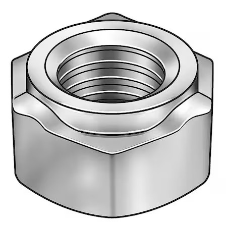 Zoro Select 1Lah2 Hex Weld Nut, 1/4″-20, Steel, 1/2 In Wd, 5/64 In Ht, 50 Pk,