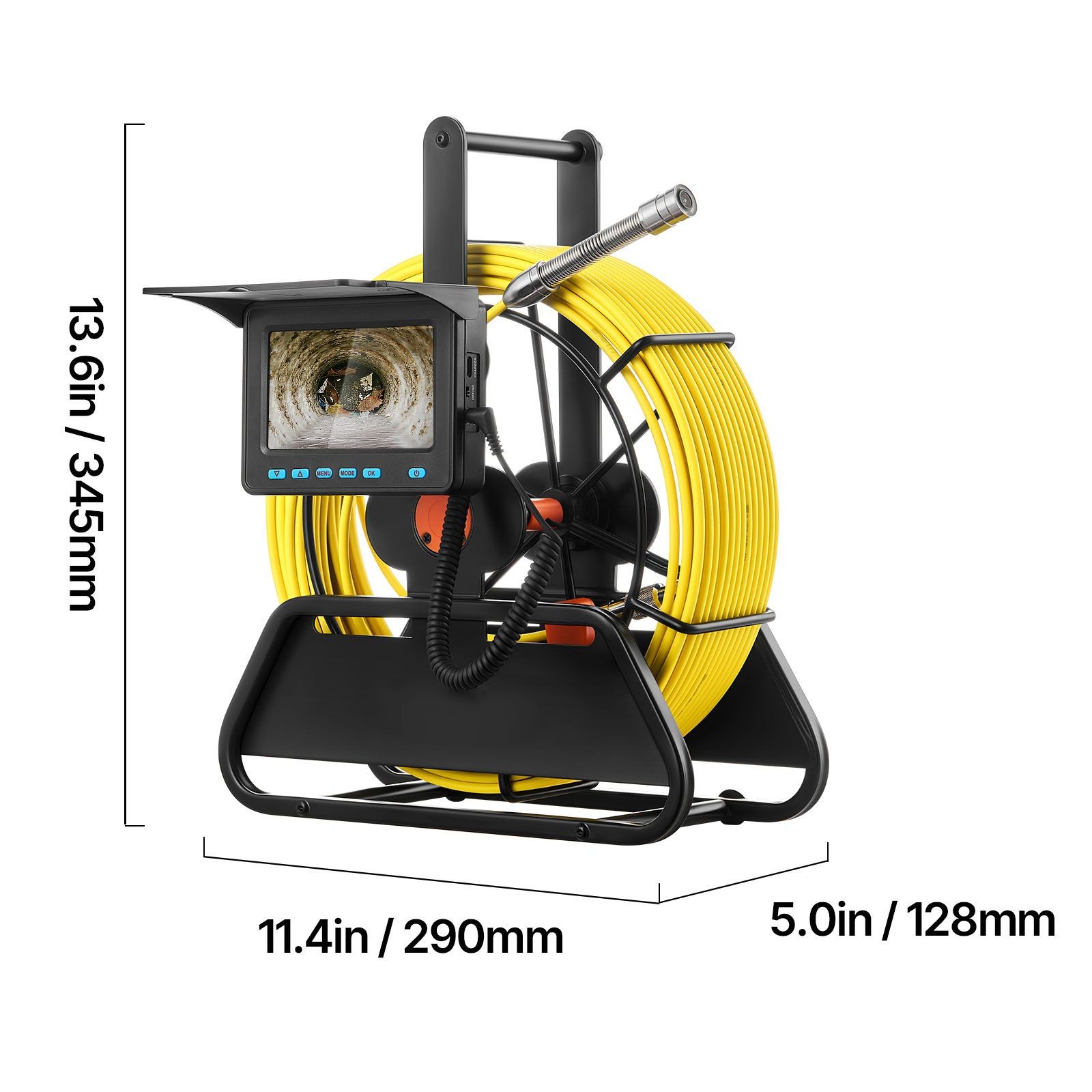 Plumbing Snake Camera 50m 4.3in Display 16GB SD Card 6 Adjustable LEDs
