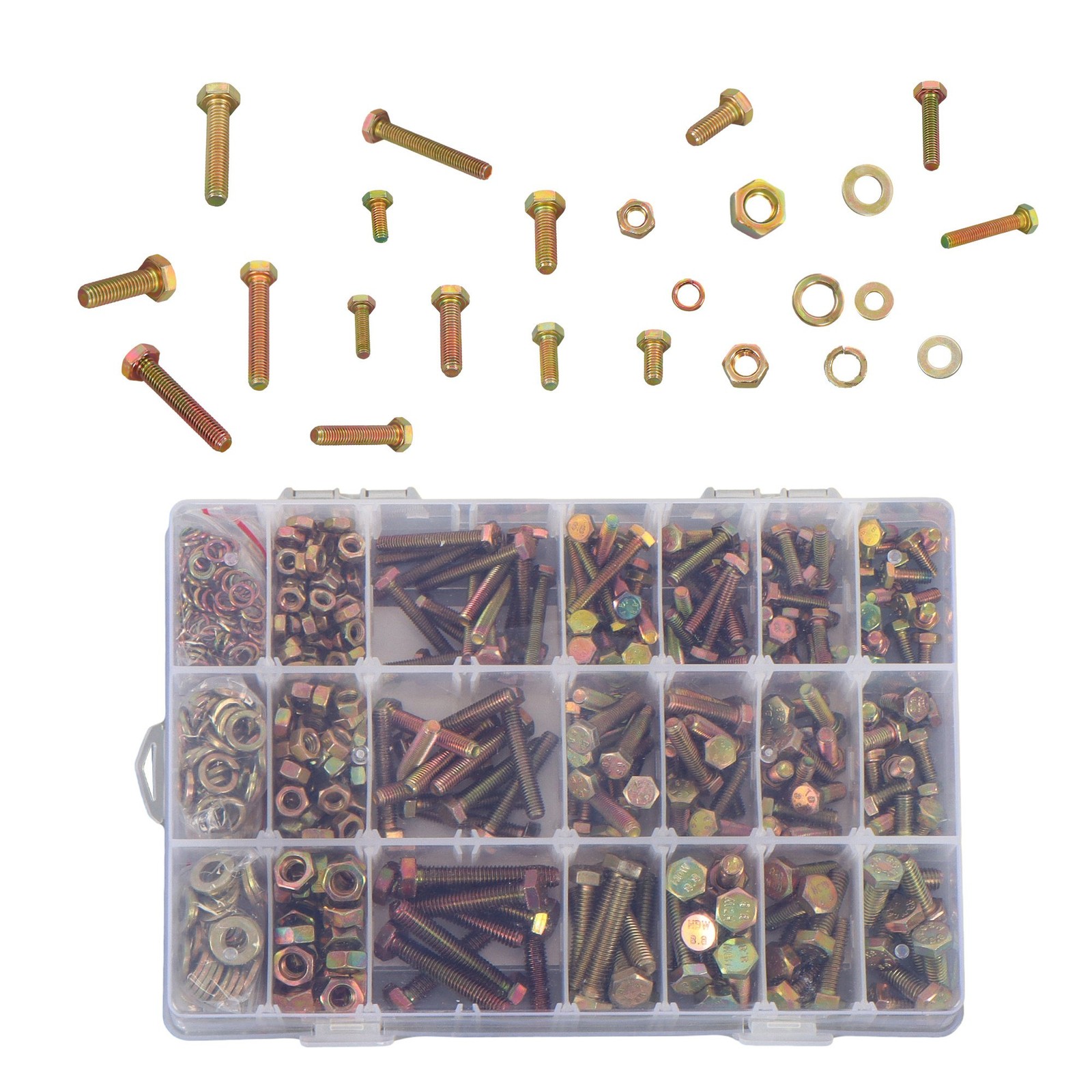 720PCS M4 M5 M6 BOLTS AND NUTS ASSORTMENT KIT GRADE 8.8 ALLOY STEEL HEX 15 SIZES