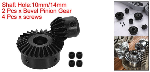 2Pcs, Tapered Bevel Gear Set 1.5 m 1:2 (15T/30T) Bevel Gear(10/14mm Shaft Hole)