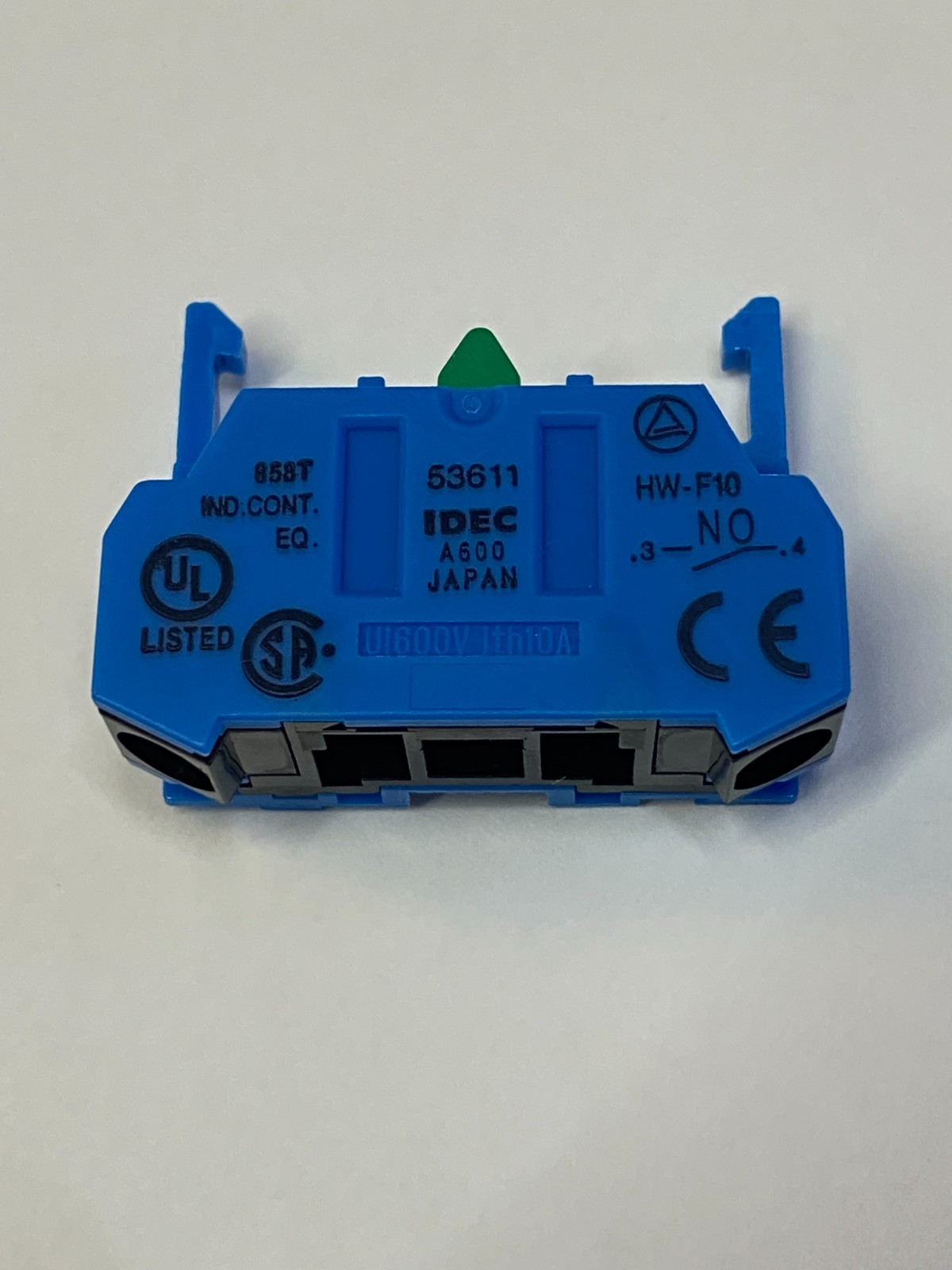 Idec HW-F10 Contact Block 1 NO 10A 600V Finger-Safe HW Series Switch, New