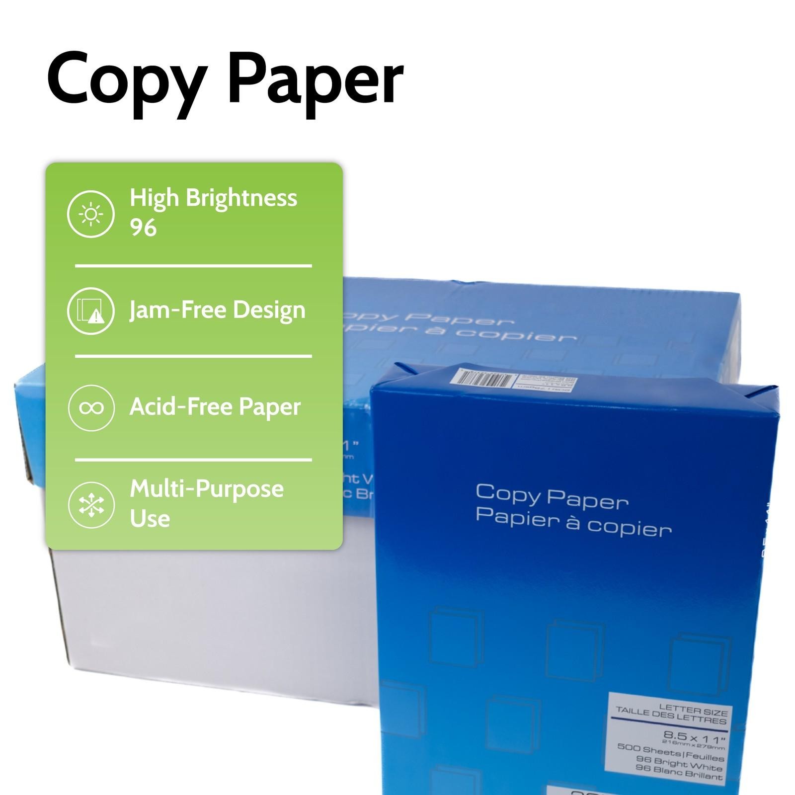 8.5″ x 11″ White Printer Paper 20 lb 10 Reams 5000 Sheets 96 Brightness Matte