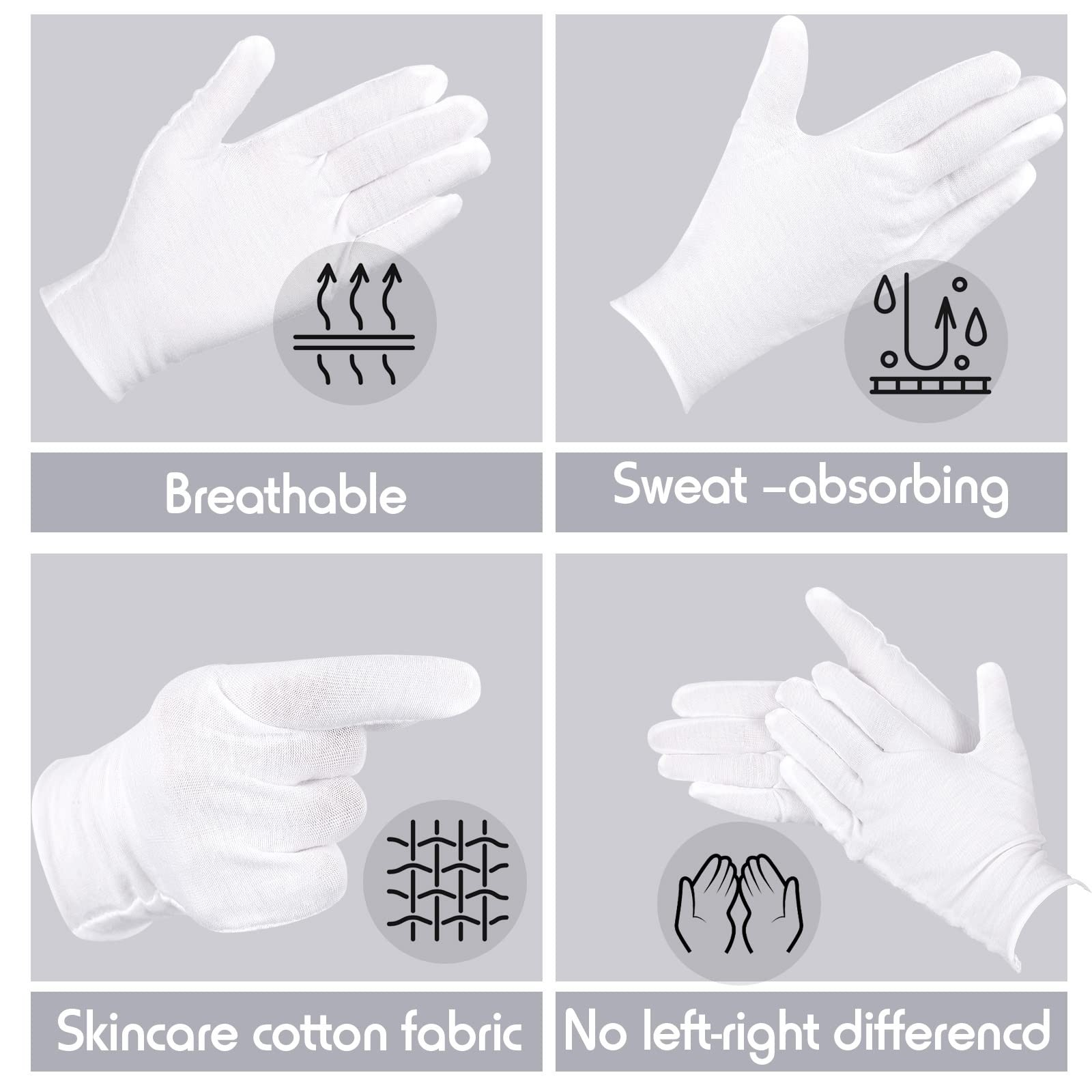 300 Pairs White Cotton Gloves Bulk Pack Moisturizing Overnight Dry Hand Eczem…