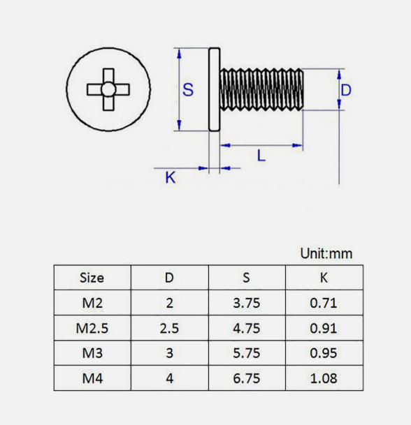 M2~M4 304 Stainless Steel CM Phillips Ultra Thin Flat Wafer Head Screw Bolt