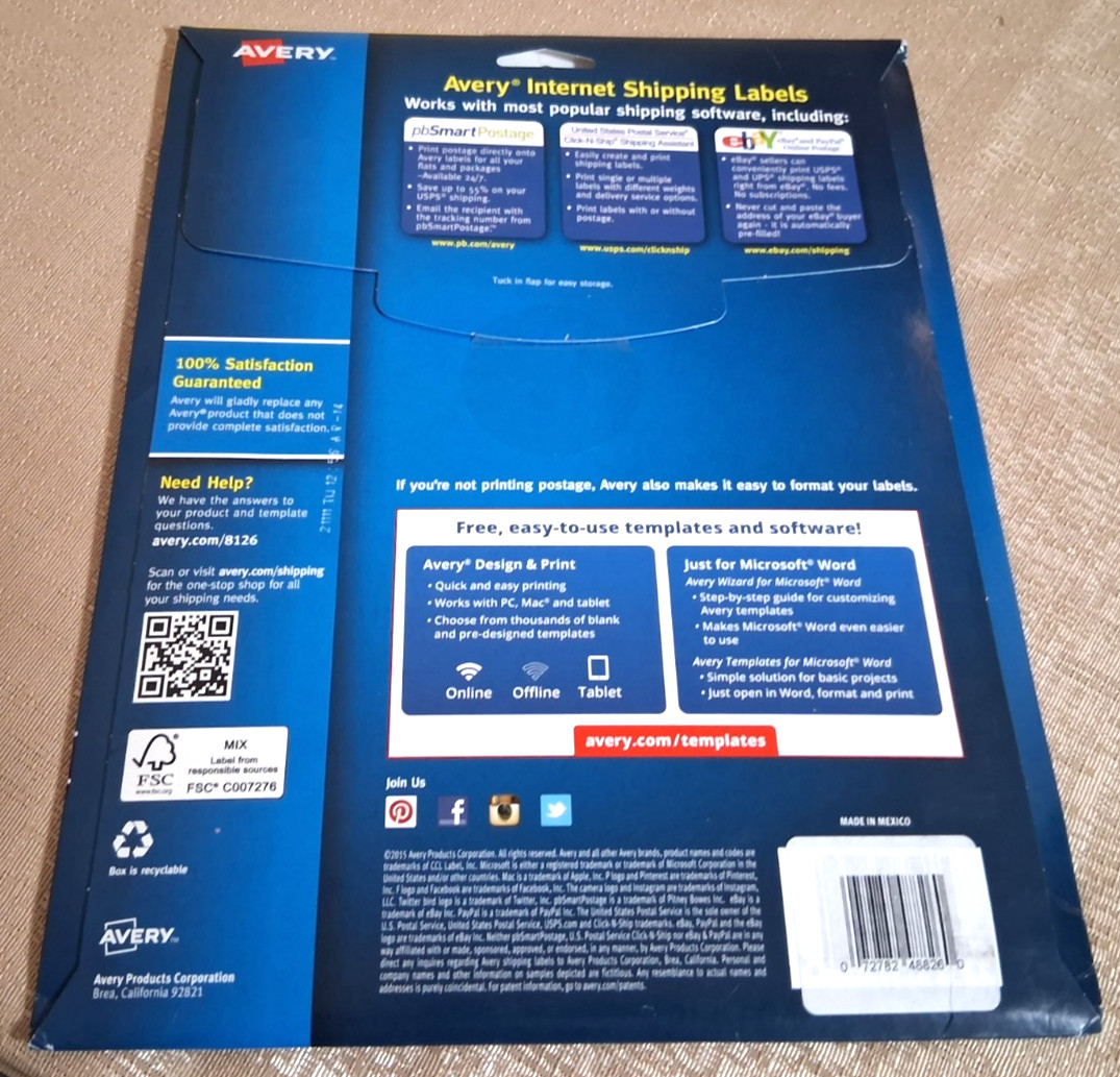 250 New WHITE Shipping Labels 5-1/2″ x 8-1/2″ 200 x ULINE & 50 x AVERY 5.5 x 8.5
