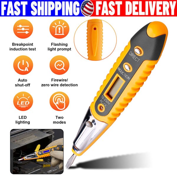 Voltage Electric Tester Volt Detector Test Pen AC DC Non-Contact Sensor 12-1000V