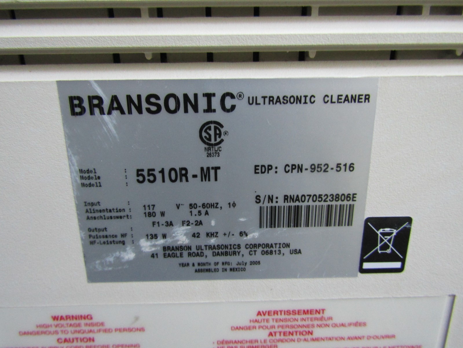 Branson 5510R-MT Ultrasonic Cleaner Bath & Timer GUARANTEED **with power supply