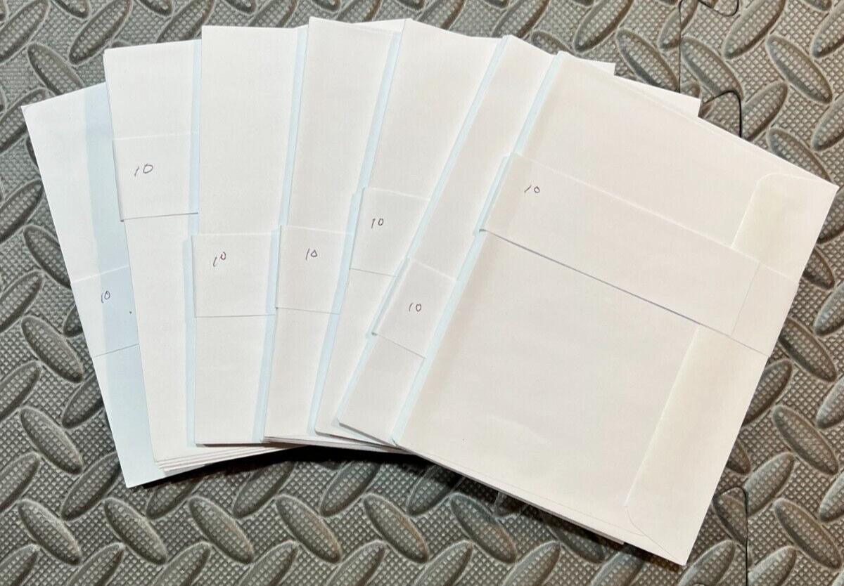 White A2 – 4-3/8″ x 5-3/4″ Envelopes Unbranded Gummed Flap Lot of 77 Count