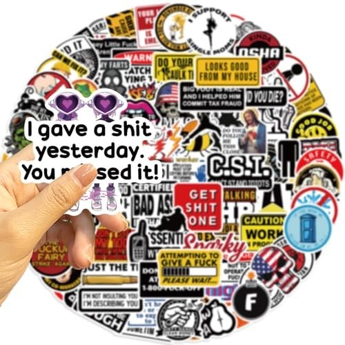 100pcs Funny Hard Hat Stickers (Dirty) for Adult Tool Box, Helmet, Black