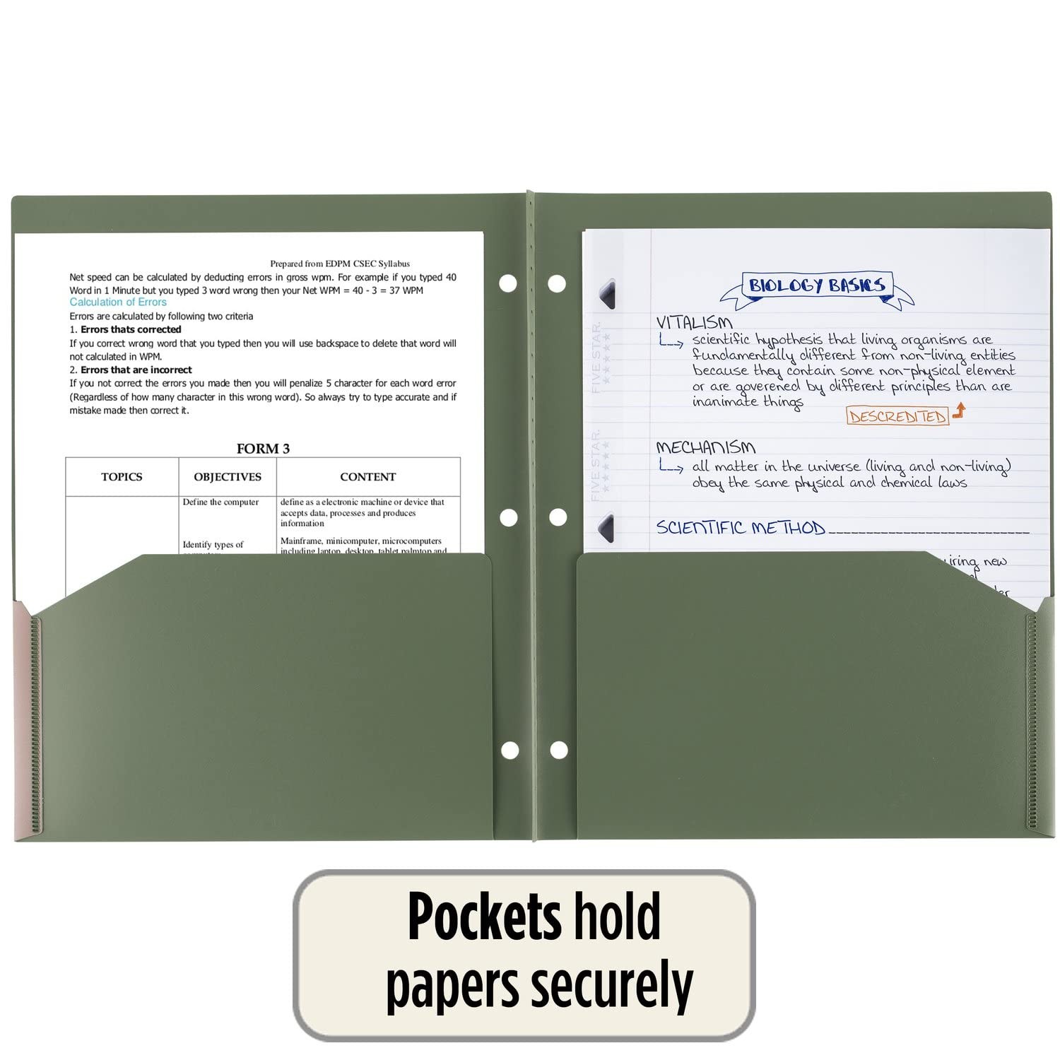 4 PCS Recycled Plastic 2 Pocket Folders 3Ring Binder 11×81/2 In Paper Fits