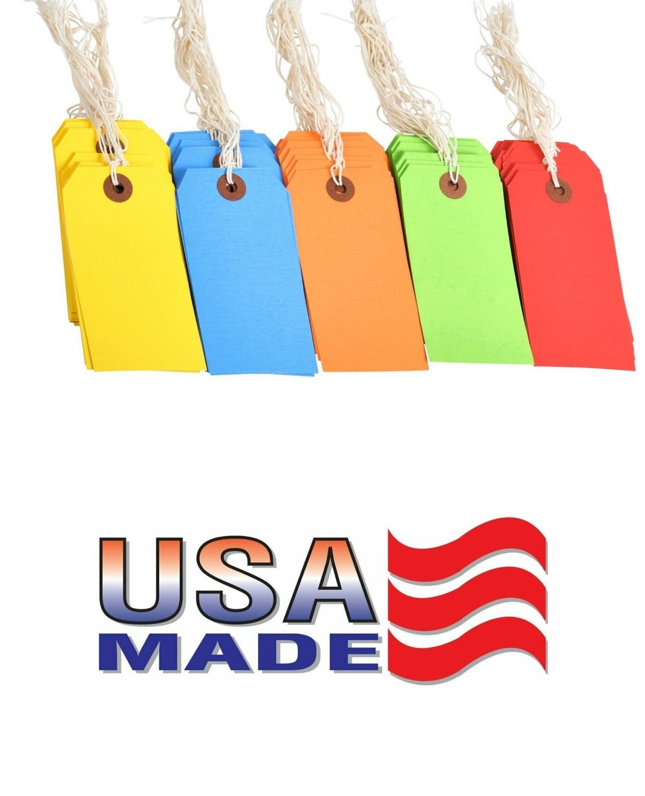 100 Tags 4 3/4″ x 2 3/8″ Size 5 Colored Inventory Shipping Hang Tag with String