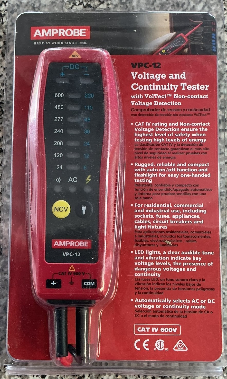 Amprobe VPC-12 Voltage Continuity Tester VolTect NCV CAT IV 600V NEW