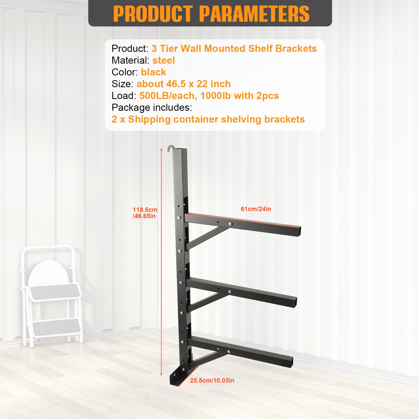 2 PCS Shipping Container Shelving Brackets for Trailer Container Garage Basement