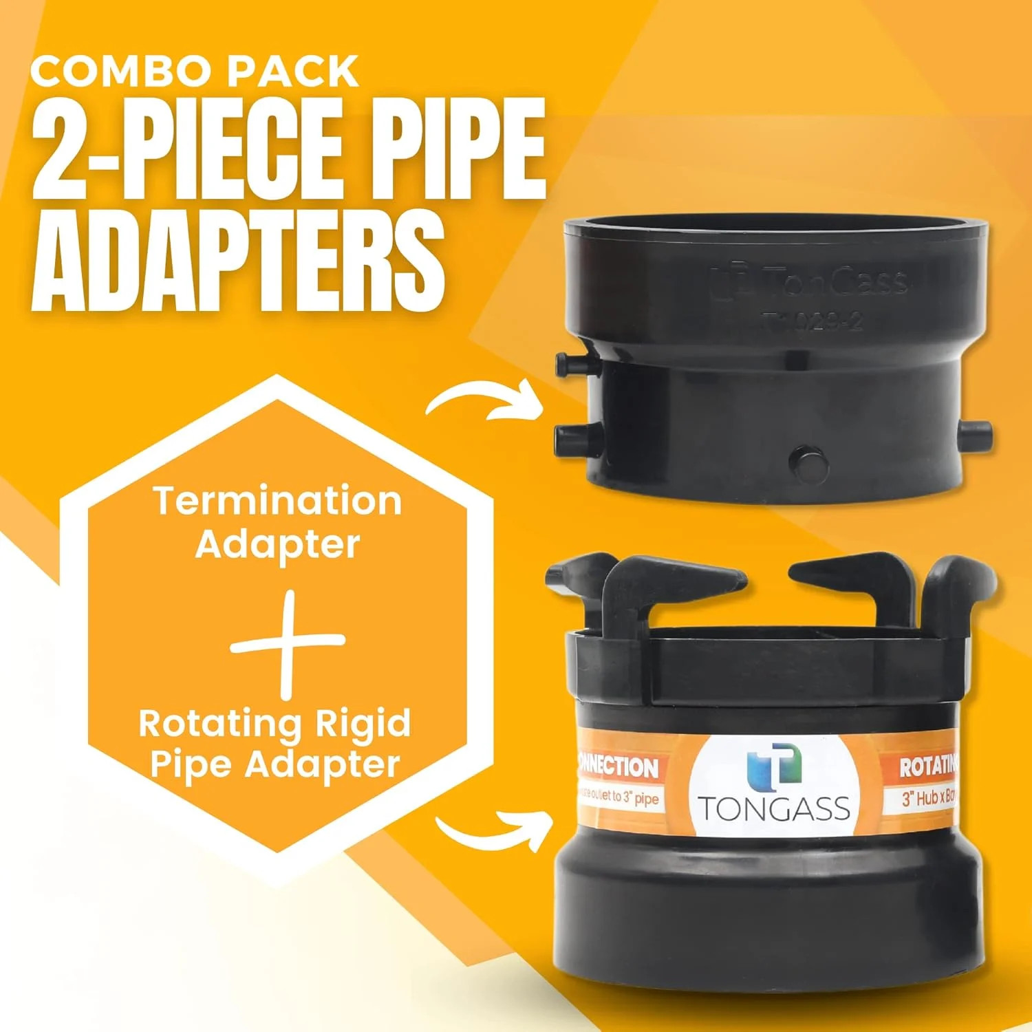(Combo Pack) RV Sewer Hose Fitting Adapter to PVC, RV Sewer Connection & RV Sewe
