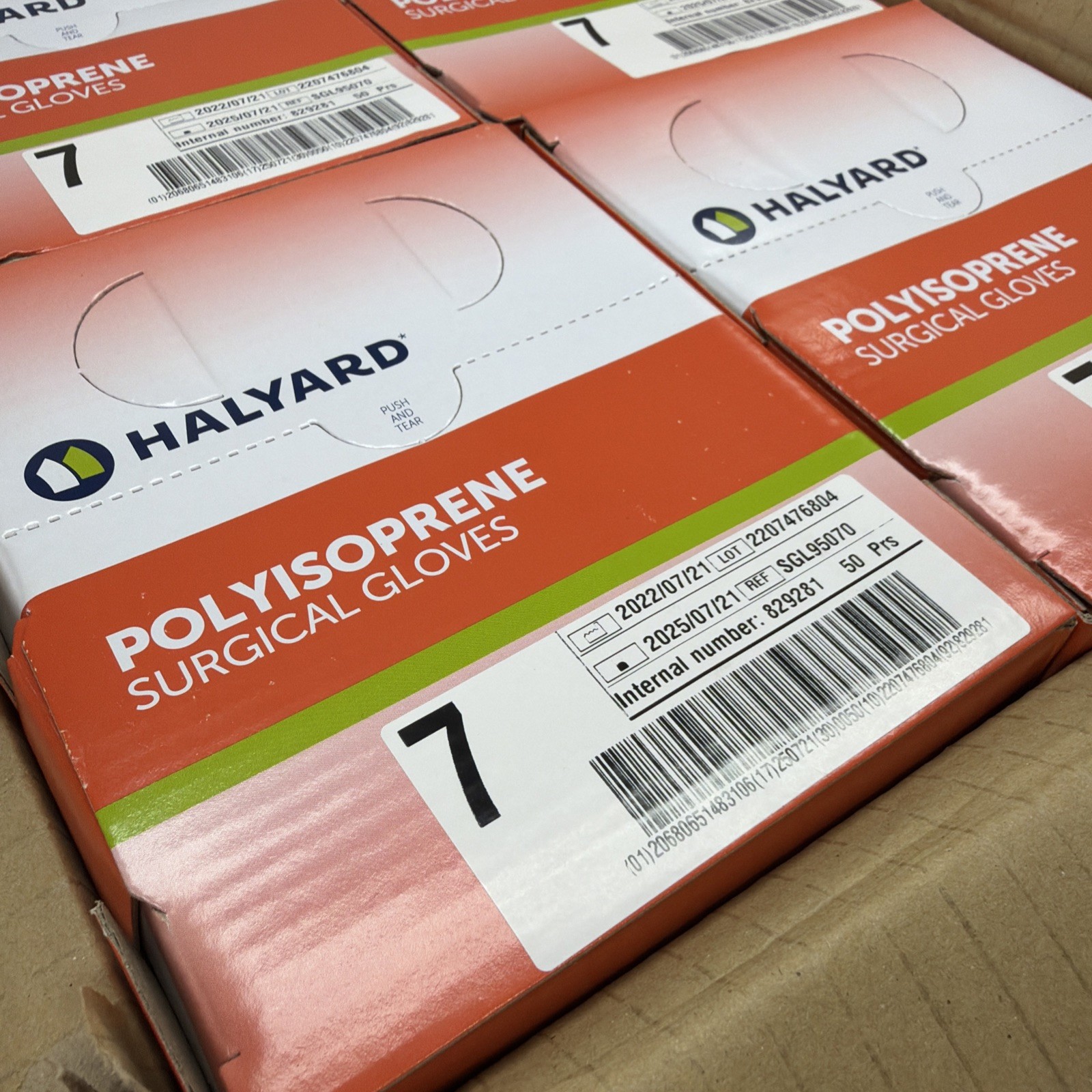 HALYARD Polyisoprene Surgical Gloves Sterile *200 pair* Size: 7 *See Date*7-25