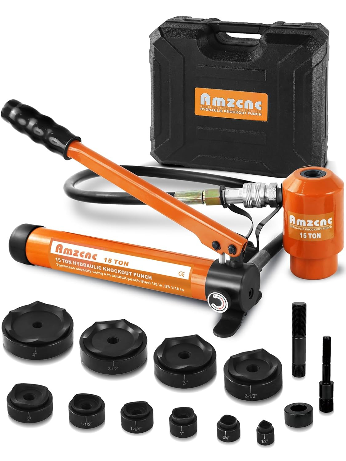 15 Ton 1/2 Inch to 4 Inch Hydraulic Punch Driver Kit Manual Hole Knockout Punche