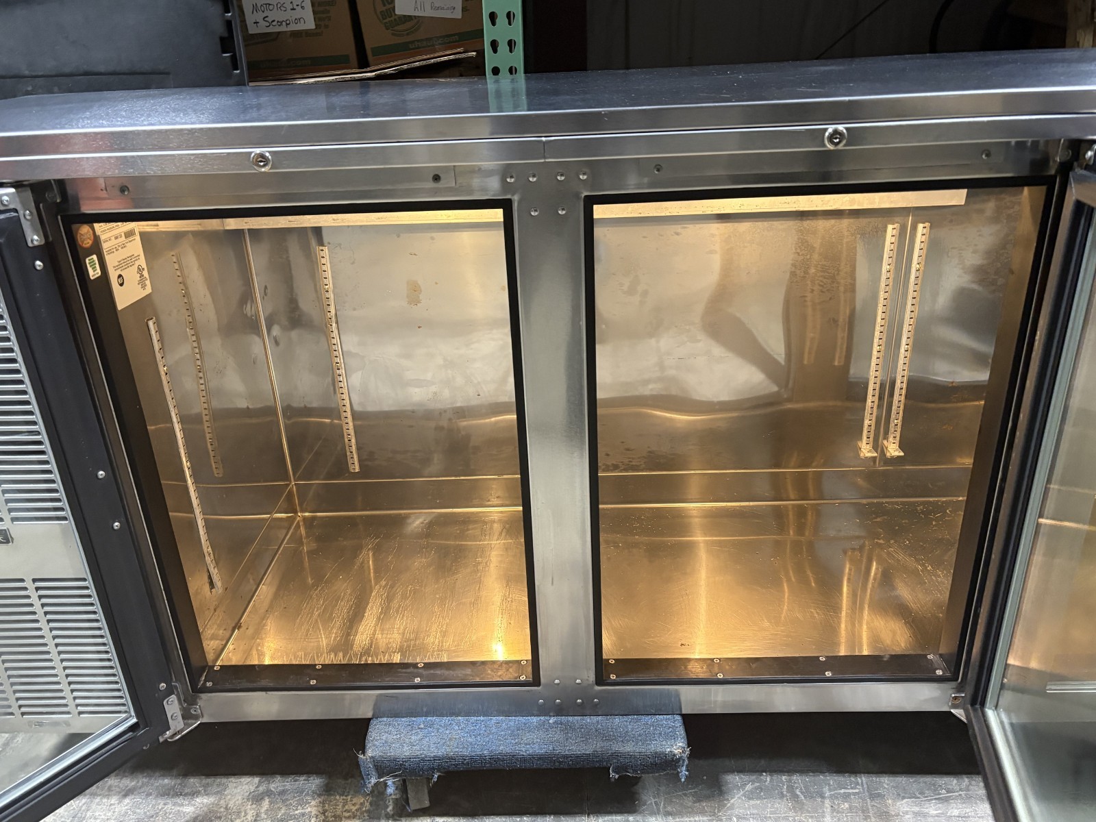 Perlick BBS108 108″ Back-Bar Refrigerator 4 Swinging Glass Doors, Stainless 120V
