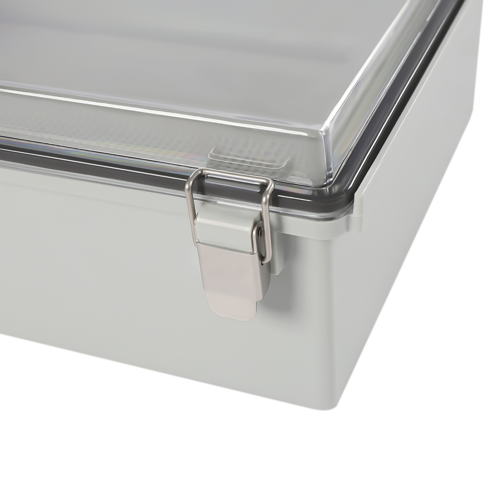 Wall Mount Hinged Cover Junction Box with Stainless Steel Latch and Clear Lid