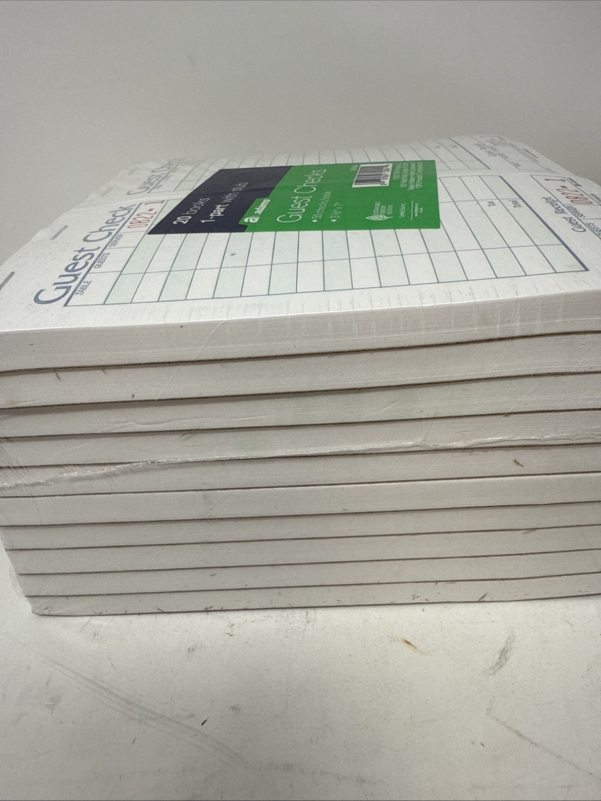 Adams 1-Part Guest Check Books w/stubs 3 3/8 x 7, 20 Pads, 1000 total checks