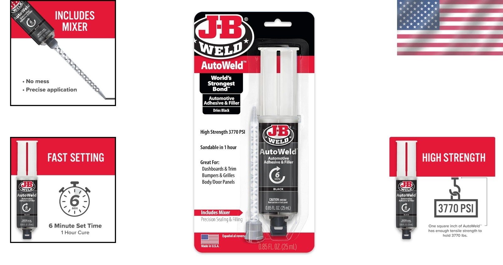 25ml Black AutoWeld Fast Drying Epoxy for Craft and Auto Repair Projects