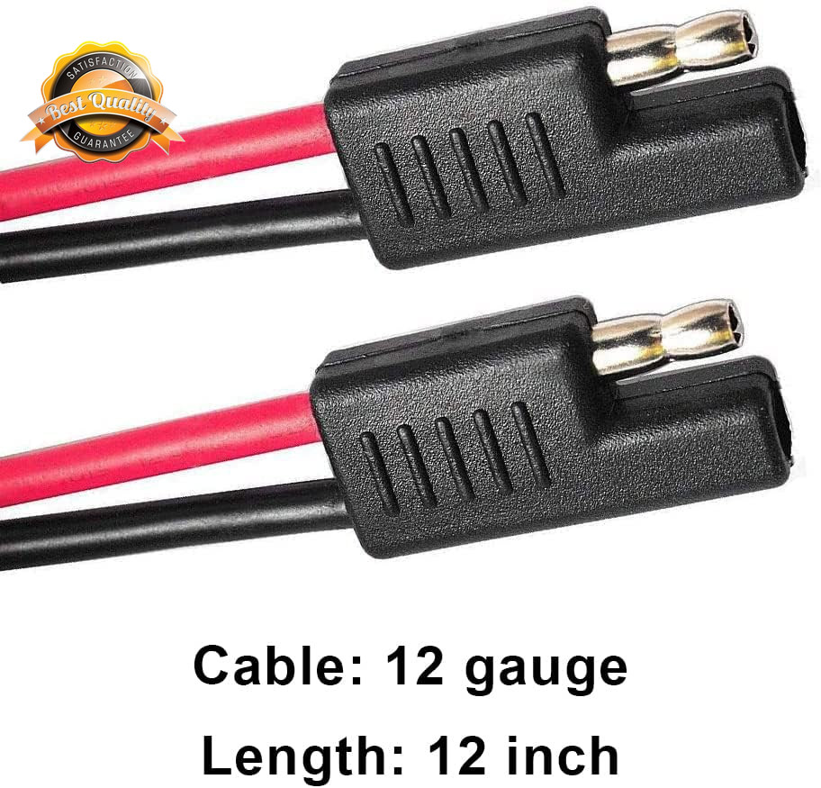 5pc SAE Connector 2 Pin Quick Disconnect Wire Harness 12V 12AWG 12in