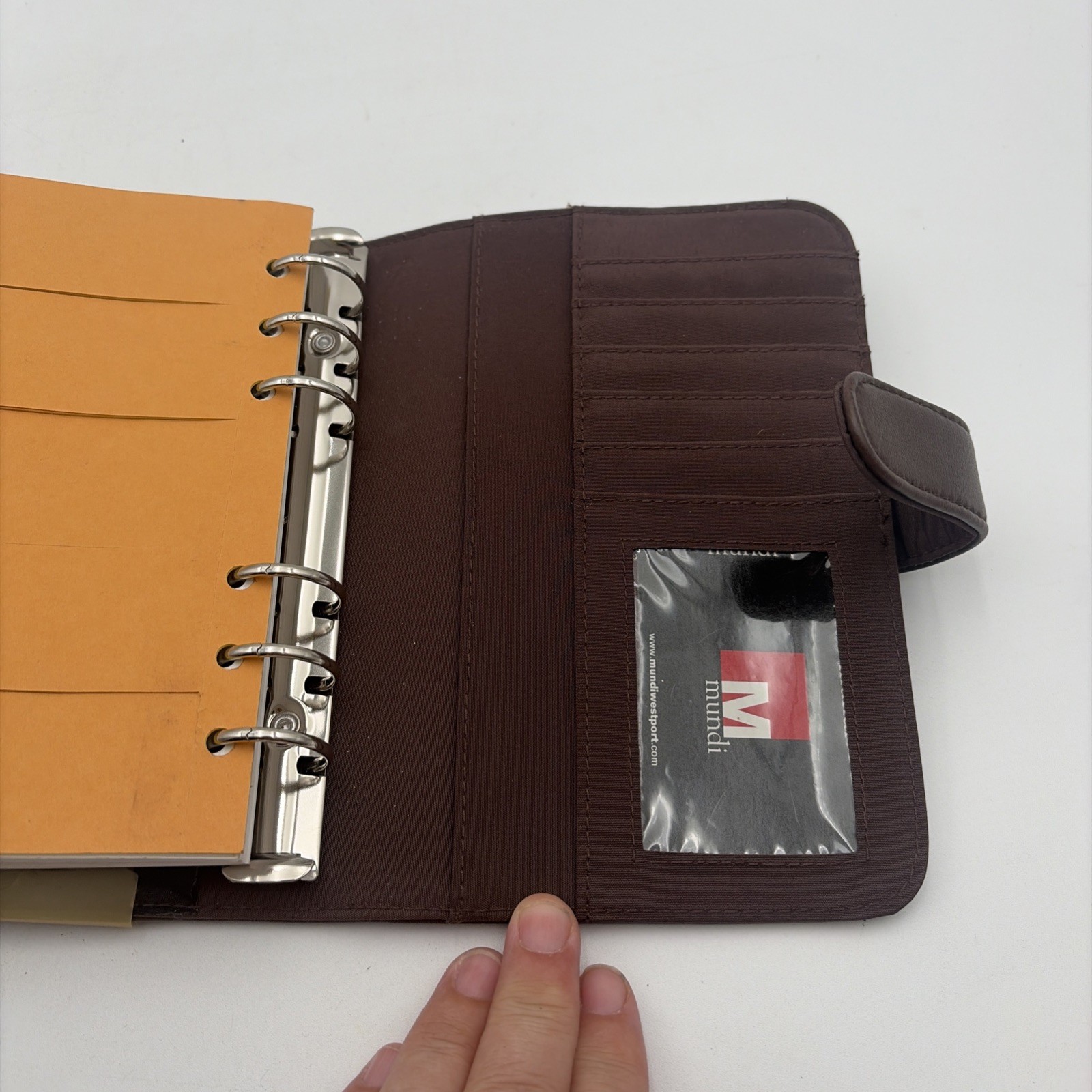 Mundi Mundex Daily Planner Organizer with Card Slots leather like Brown 6 ring