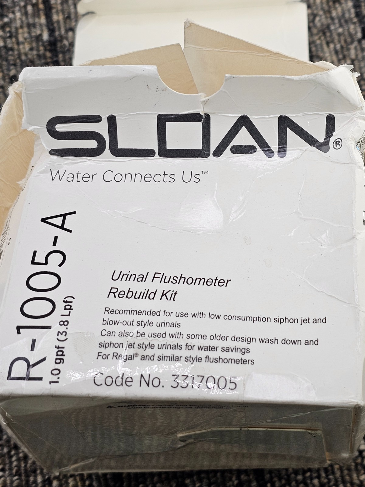 Sloan R-1005-A: Regal Urinal Diaphragm Rebuild 1.0 Gpf, Manual Flush Valve