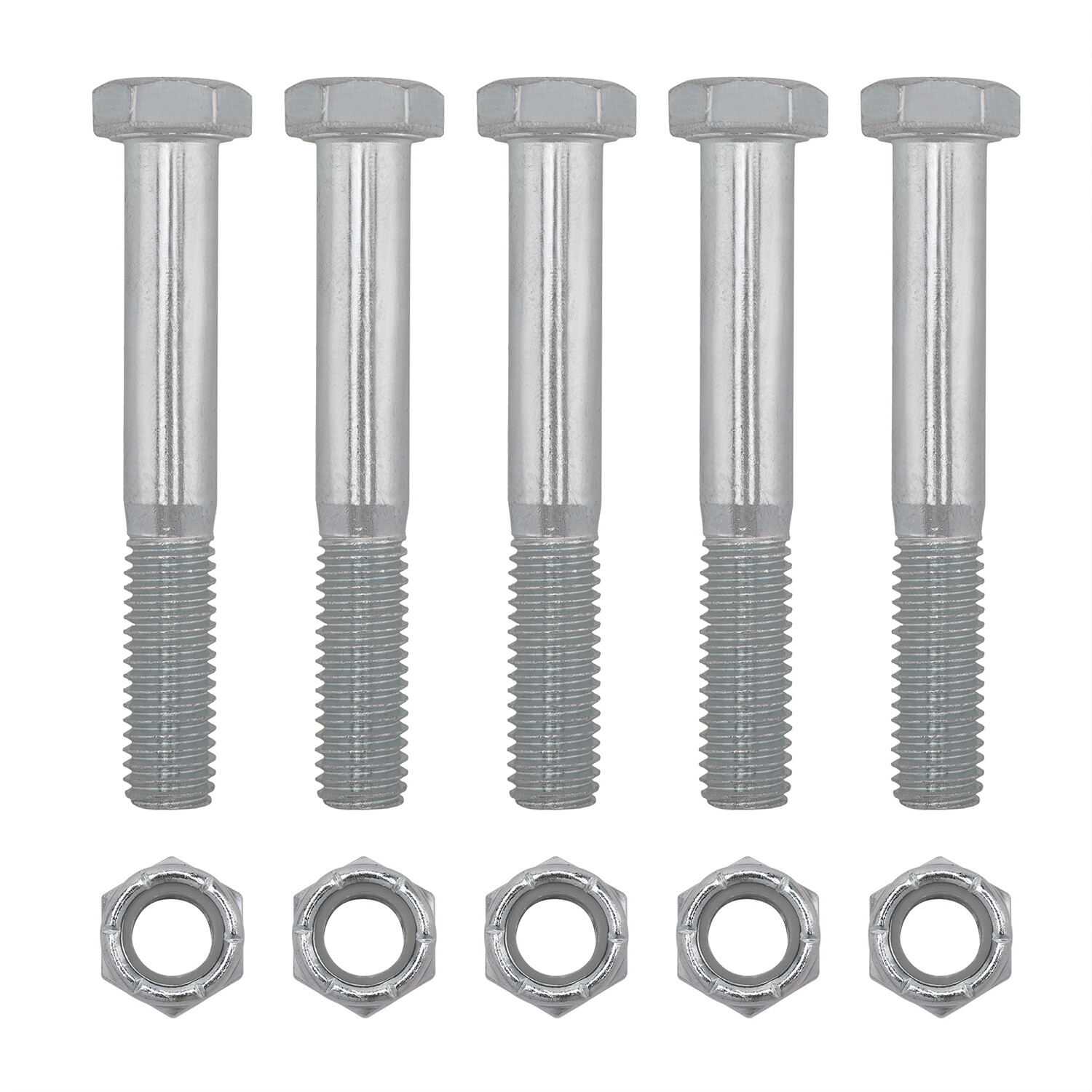 Grade 2 Shear Bolts for Rotary Cutters 1/2″ x 3-1/2″ with Nylock Nuts – 5 Pack