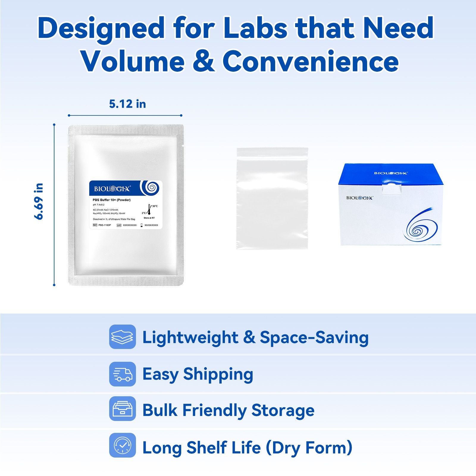 CryoKing Phosphate Buffered Saline 10X, PBS Premixed Powder, 7.4pH