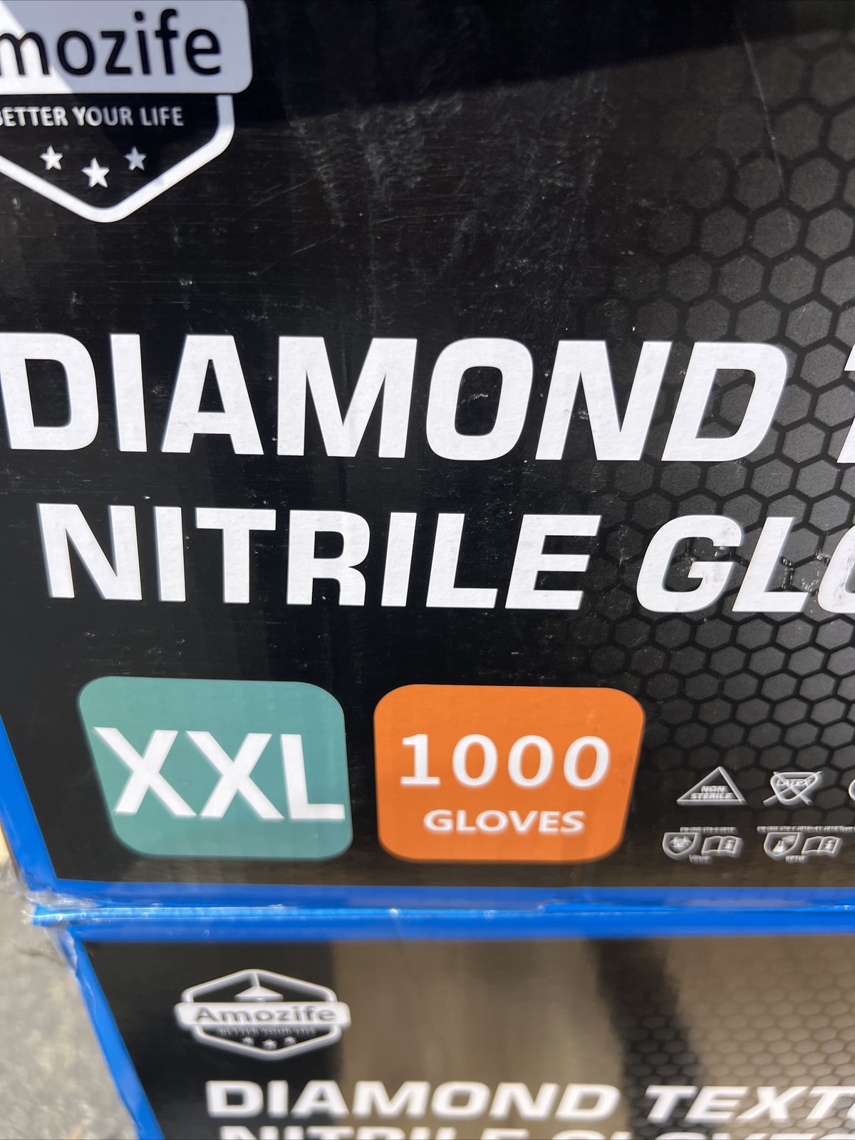 Heavy Duty Black Industrial Nitrile Gloves with Raised Diamond Texture, 1000pcs.