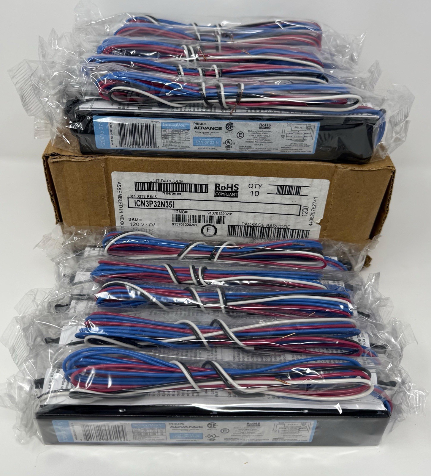 x10 ICN-3P32-N PHILIPS ADVANCE CENTRIUM IntelliVolt 120V-277V Electronic Ballast