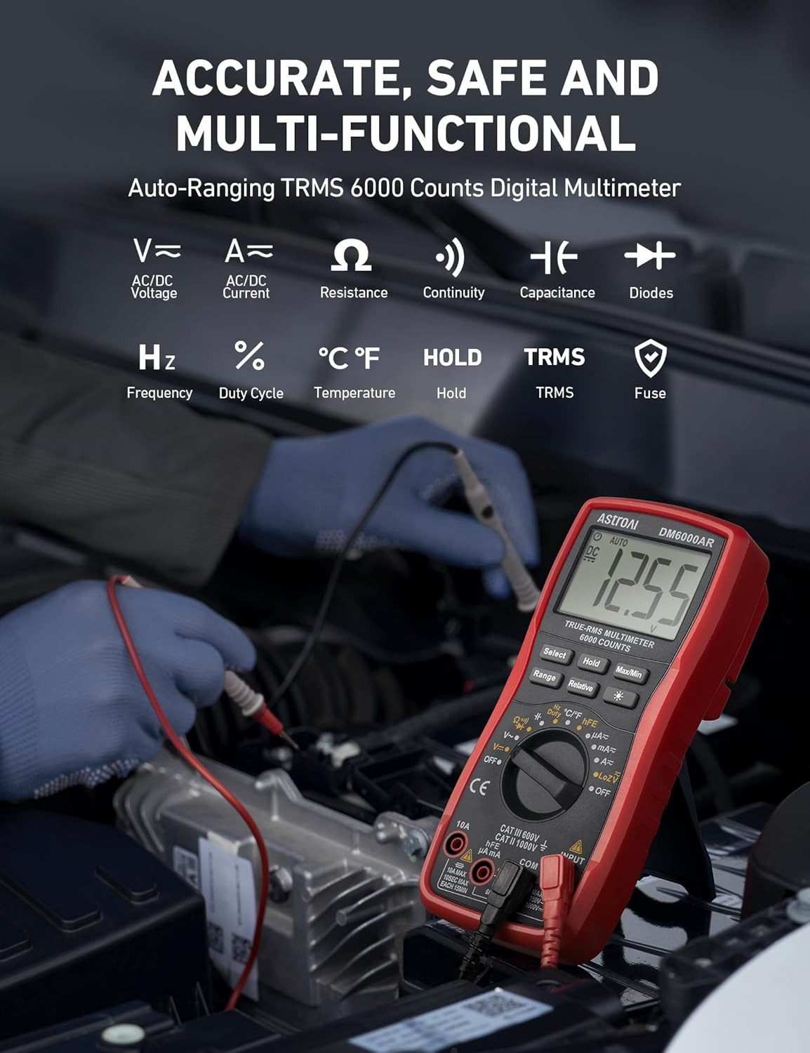 Digital Multimeter TRMS 6000 Counts Volt Meter Ohmmeter Auto-Ranging
