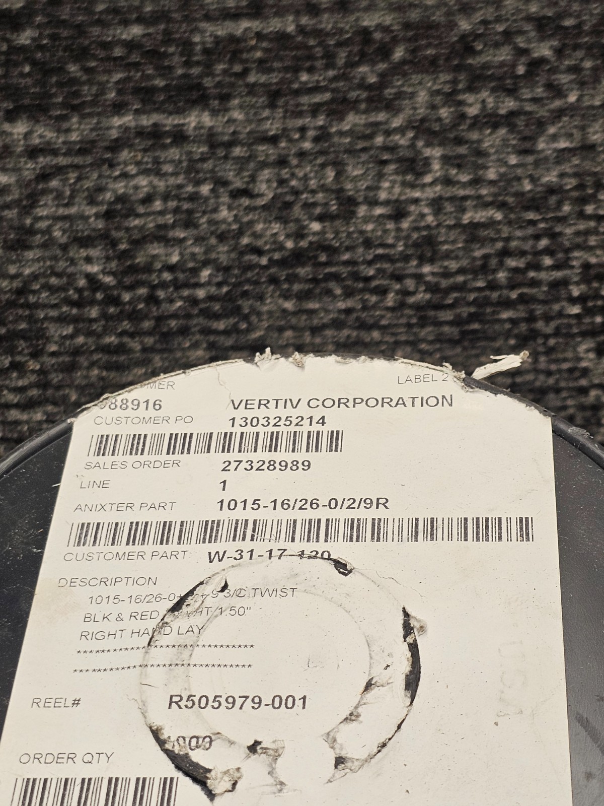 Vertiv 101-16/26/-0/2/9R 250 Feet Black Red White 1.50″ Twisted Wire