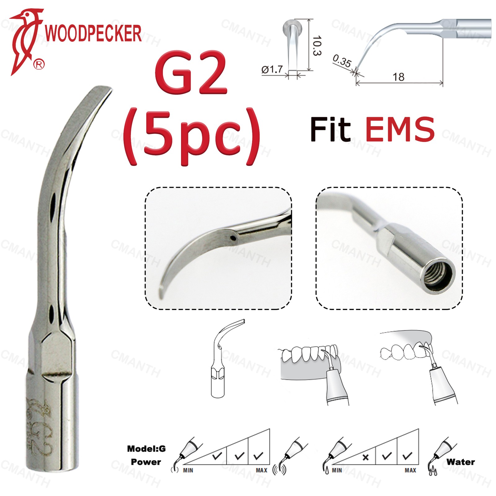 US Woodpecker Dental Ultrasonic Scaling Tips Periodontics Tip Fit EMS UDS Scaler