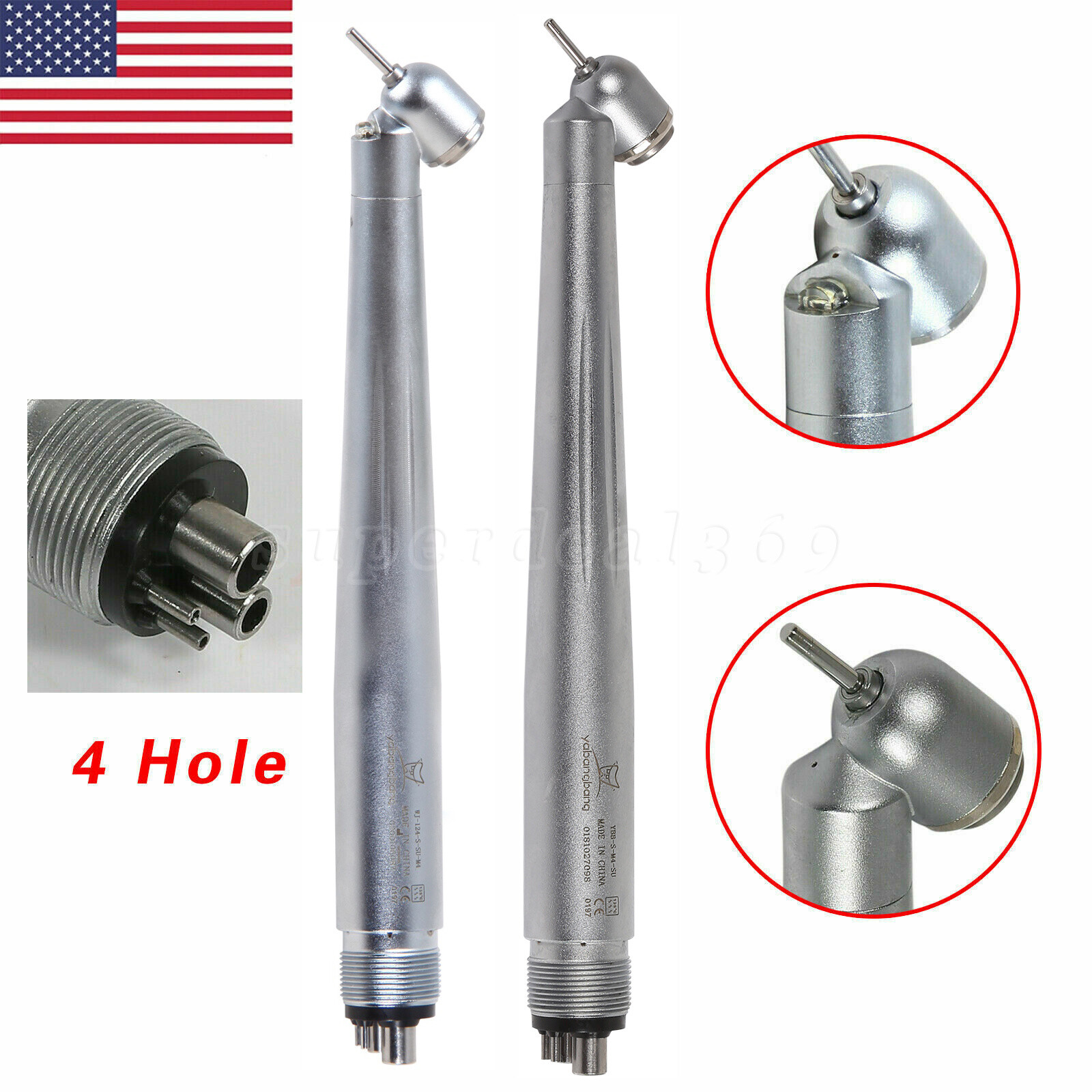 LED E-generator /No-LED Dental 45 Degree Handpiece High Speed 4Holes Turbine OR