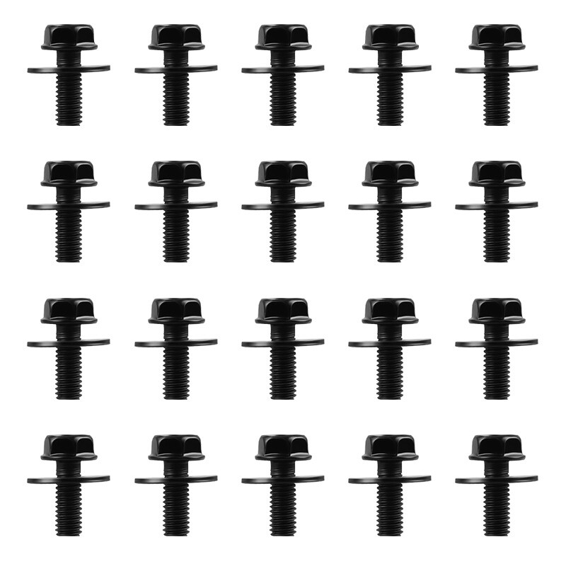 Car Auto Body Bolts Screws Fastener M6-1.0x 16mm Long- 10mm Hex- 17mm Washer USA