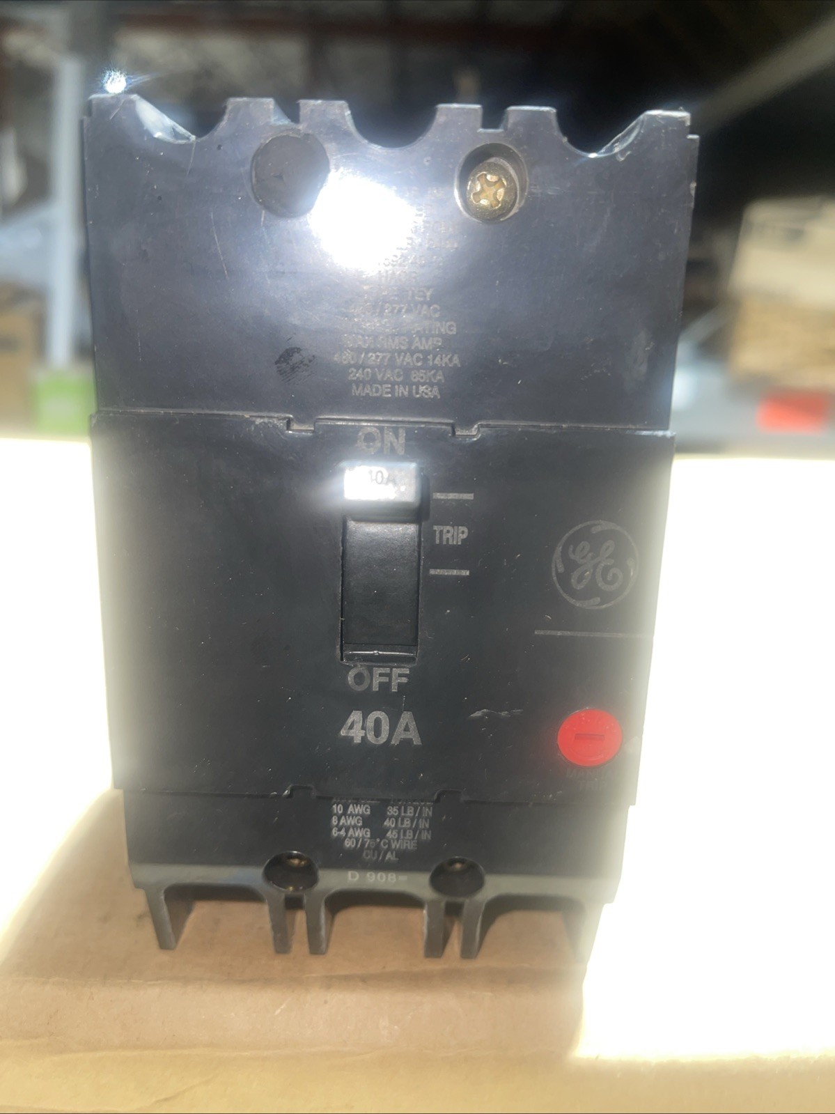 GE TEY340 Circuit Breaker 3 Pole 40A 480/277 VAC