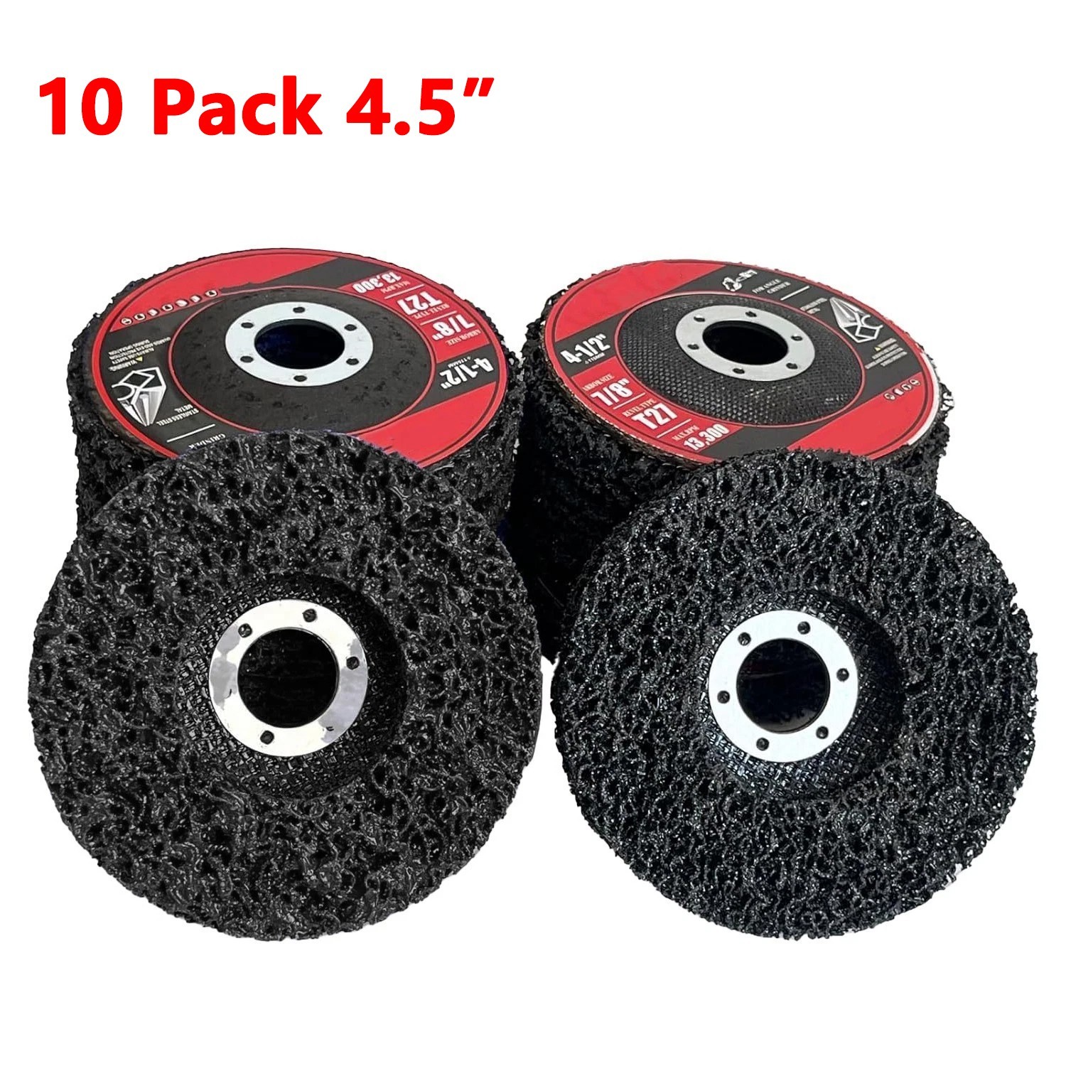 10 PCS 4.5″ x 7/8″ Black Poly Strip Discs, Rust Paint Oxidation Remover