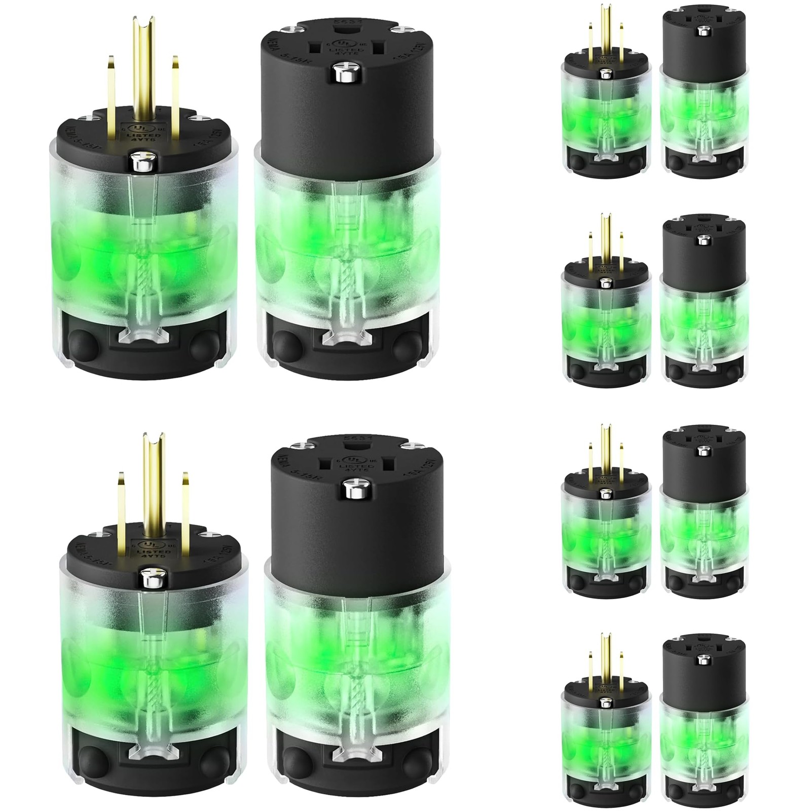 EPLESFTON 6 Set Lighted Extension Cord Ends, 15A 125V Extension Cord Replacem…