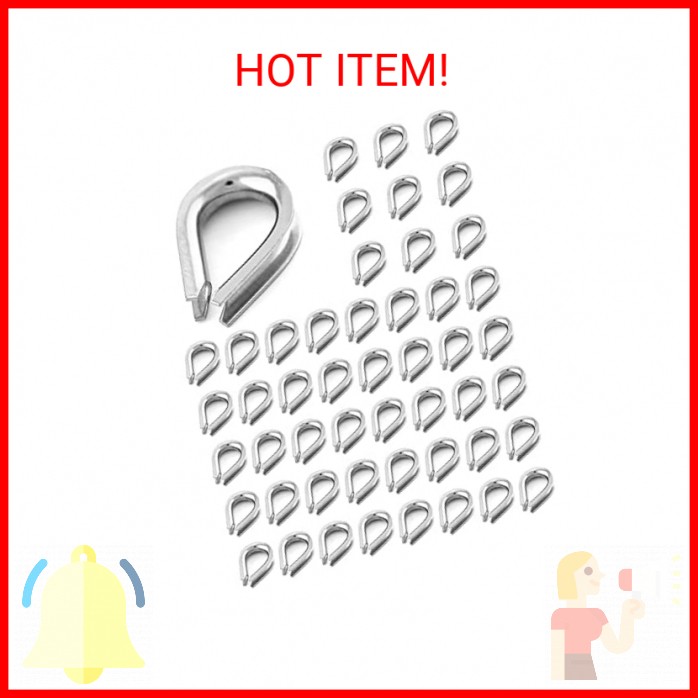 YAMASO 50pcs 1/8″ M3 Stainless Steel Thimble for Diameter Wire Rope Cable Thimbl