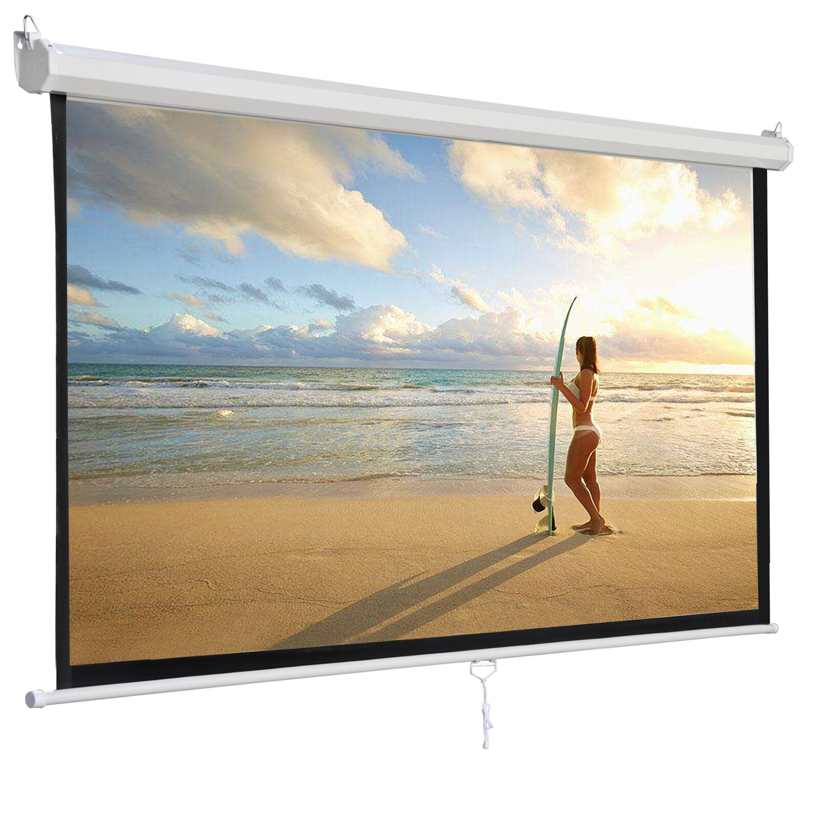 120» Projector Screen Projection Screen Manual Pull Down HD Screen 1:1 Format