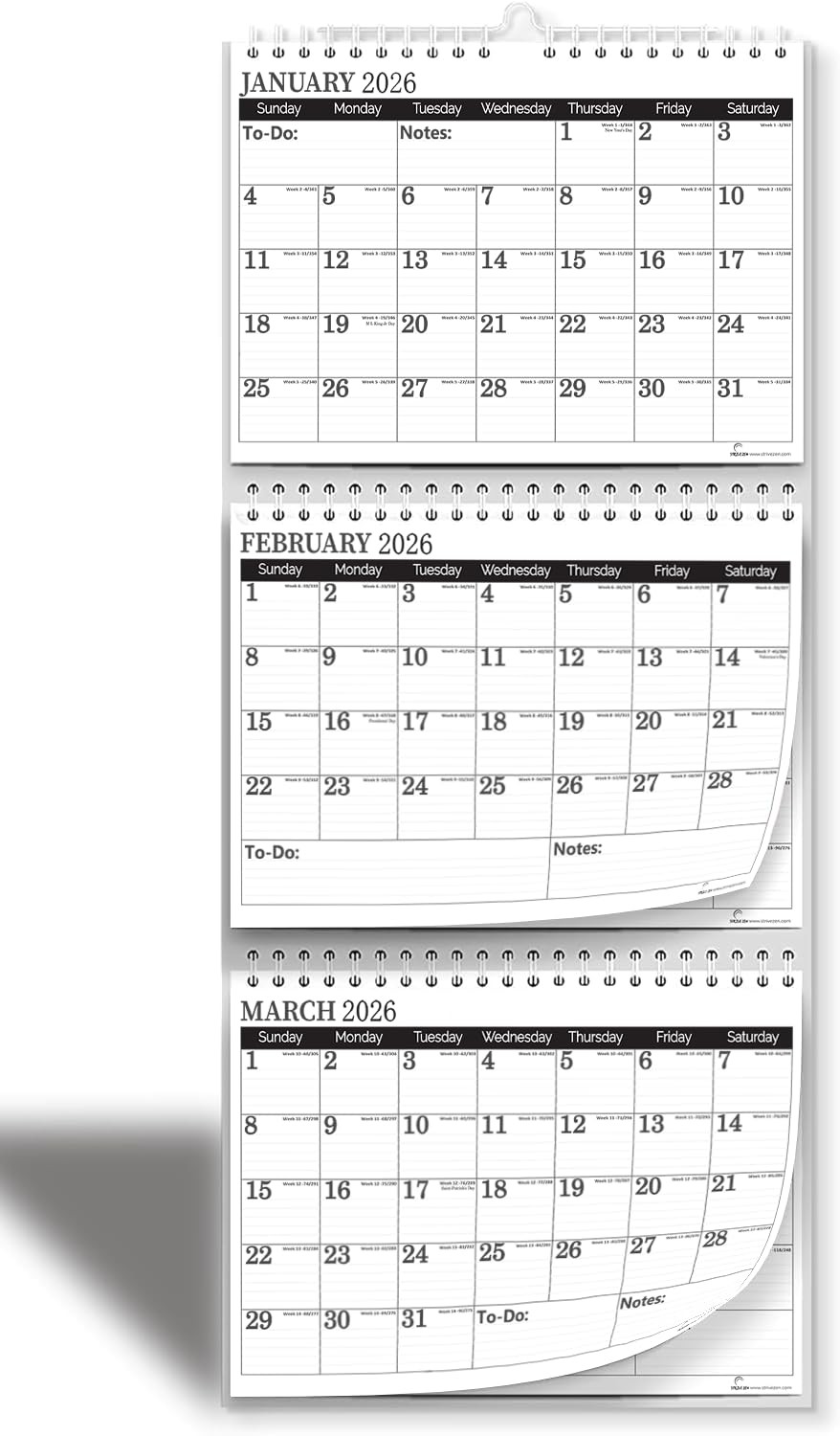 3 Month Calendar 2026-2027, Move-a-Page, Monthly, Pack of 1, Minimalist
