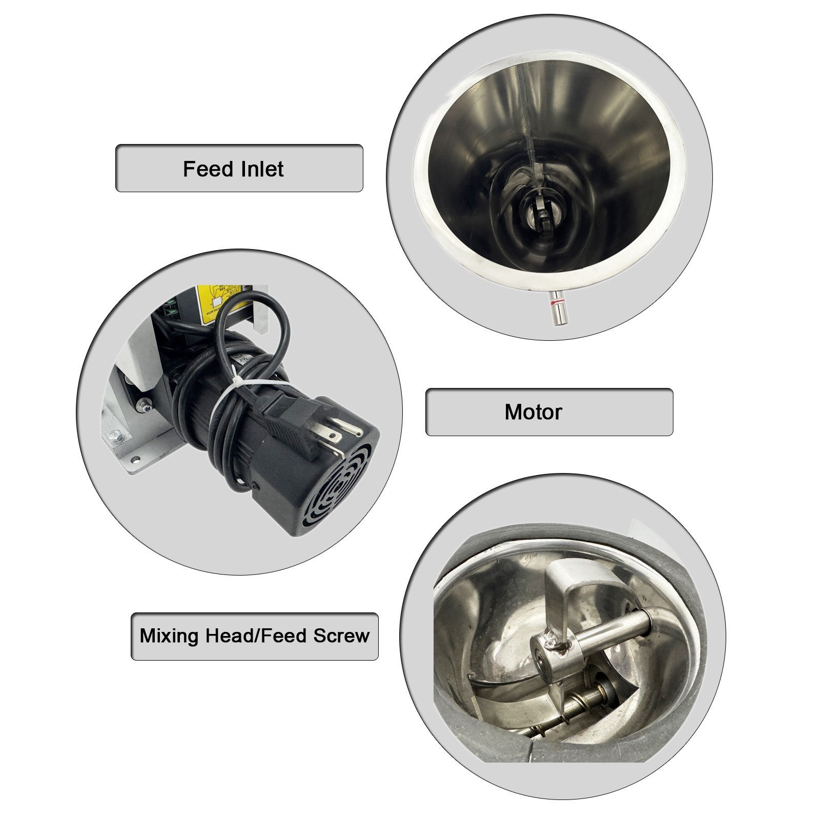 220V 1PH 0.12KW 1.3-6.6LB/H Single Screw Feeder Stainless Steel