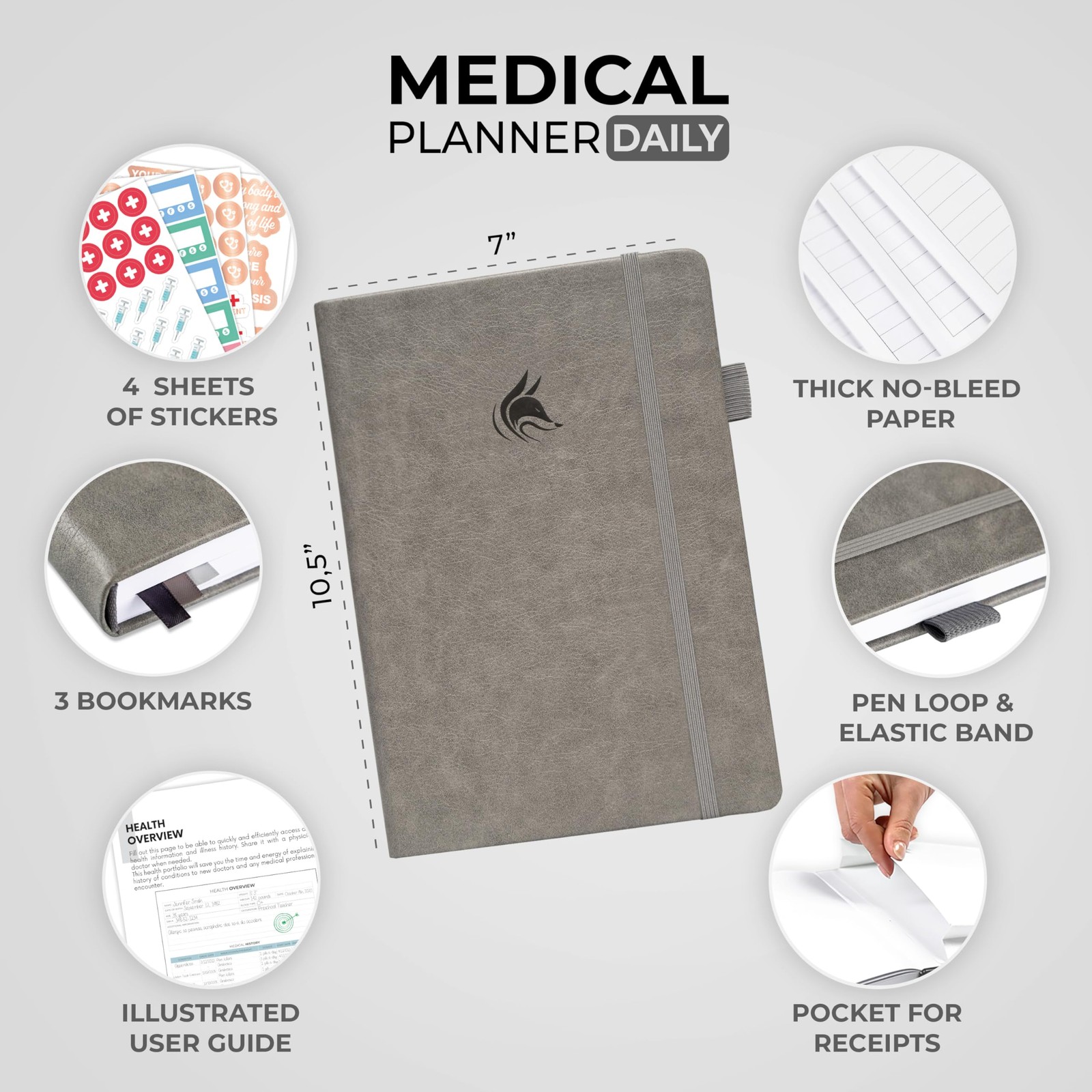 Clever Fox Medical Planner Diary Notebook Wellness Logbook Lasts 3 Months
