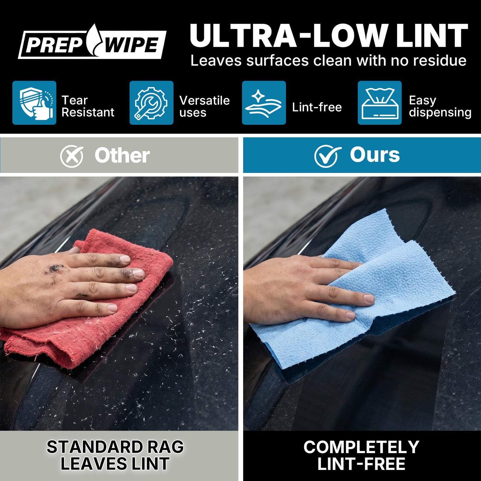 Lauco Prep Wipe Lint-Free Towels – Heavy Duty Nonwoven Cleaning Cloths for