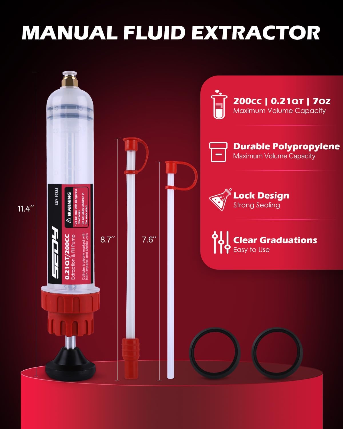 Fluid Extractor – 200Cc Multi-Purpose Syringe, Oil Suction Pump, Manual Ext