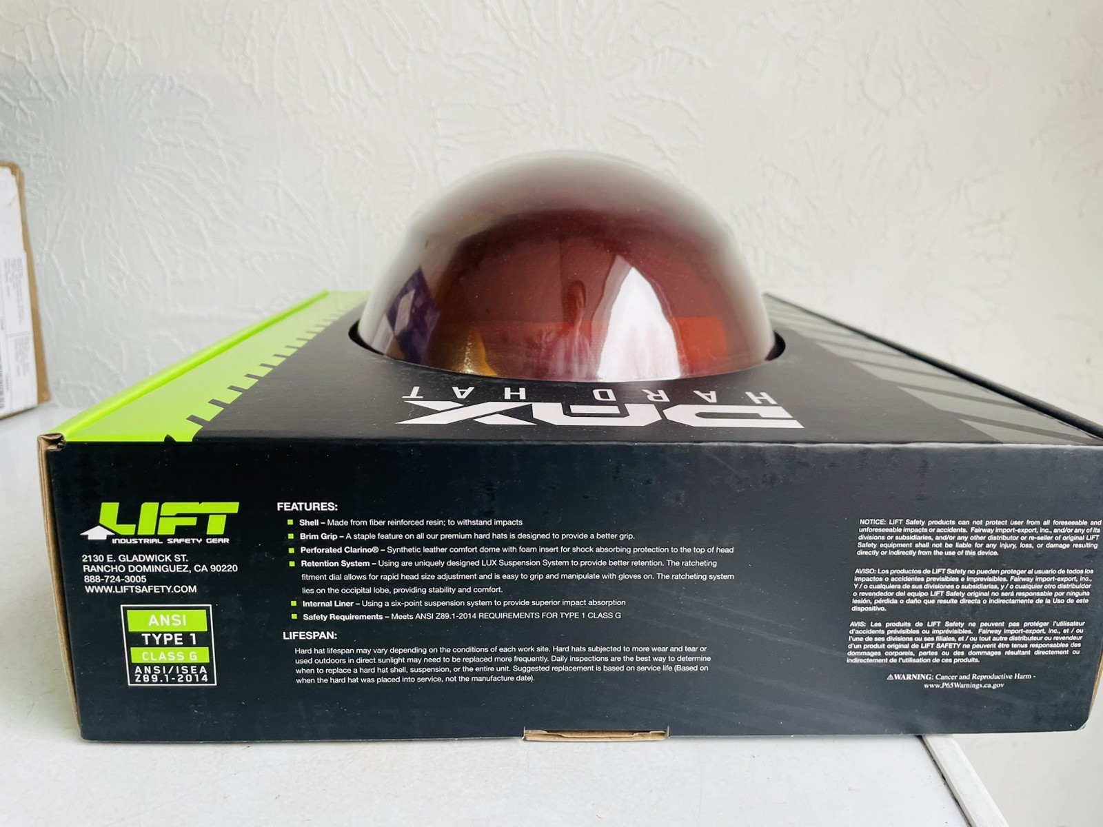LIFT Safety DAX Fiber Reinforced Resin Full Brim Hard Hat w/ Ratchet Suspension