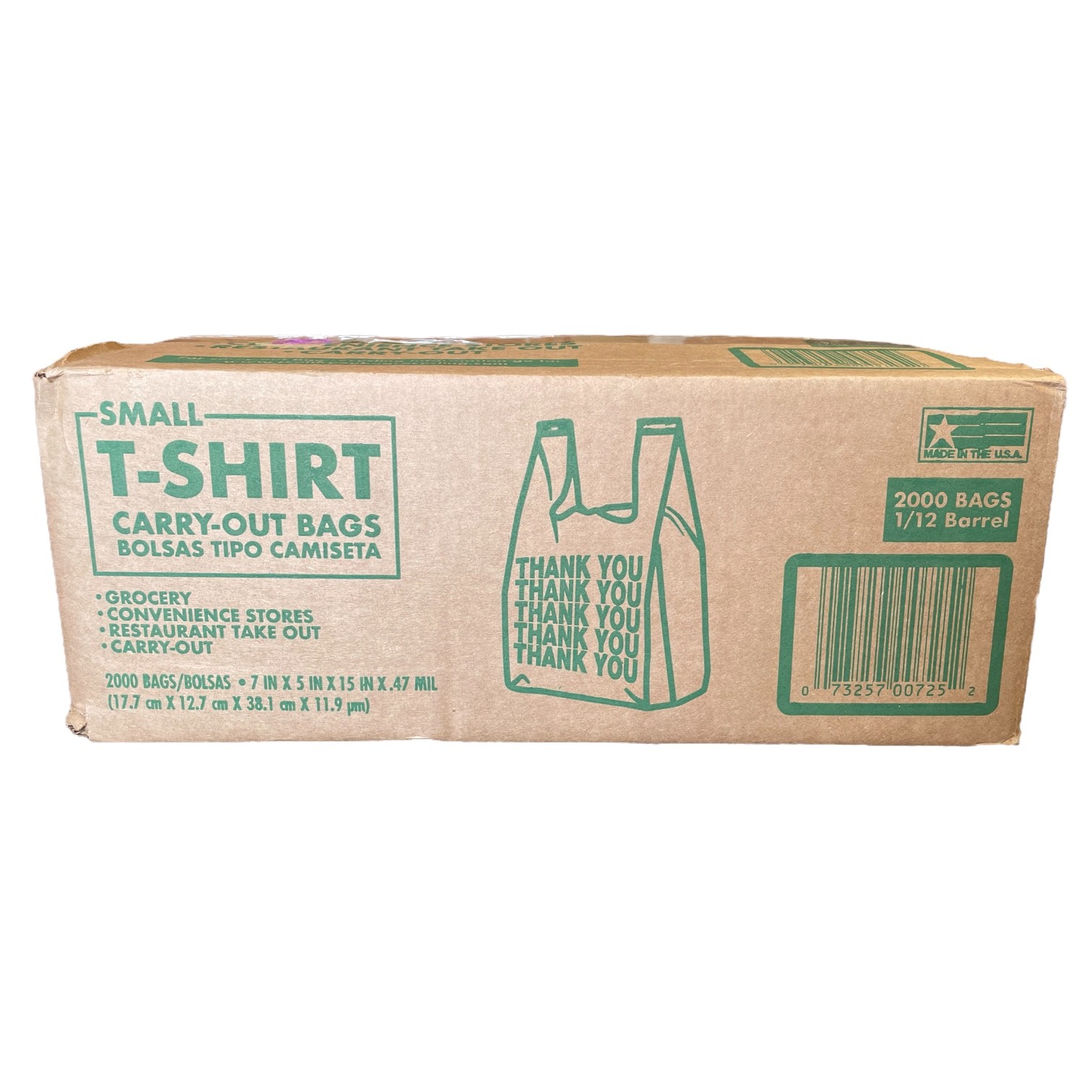 Poly America 2,000 Count, Small T-Shirt Carry-Out Plastic Bags, 7″ x 5″ x 15″
