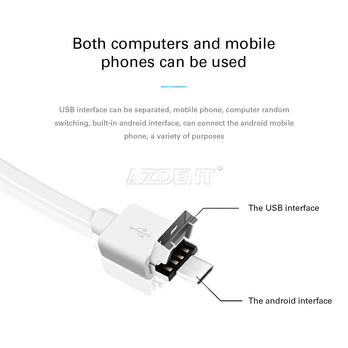 AZDENT Dental USB Intraoral Camera Oral Endoscope Real-time Video 8 LED light